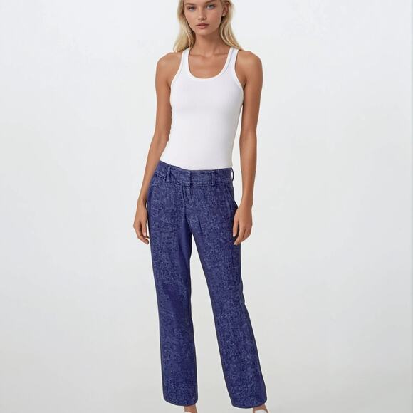 LOFT Purple Modern Linen Blend Flare Trousers - Picture 1 of 10